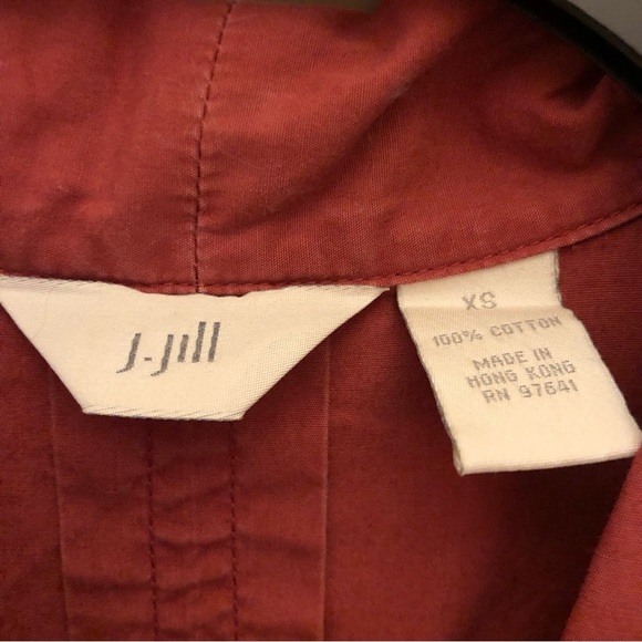 J Jill Button Front High Low hem Lace Trim Blouse Burnt Orange XS - Picture 4 of 6